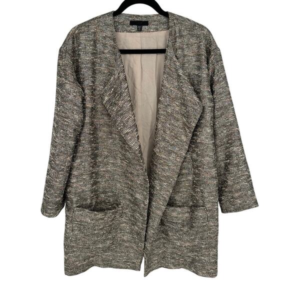Joe's Jeans Metallic Tweed Drape Coat 3/4 Sleeves Pockets Holidays Party  S - Picture 1 of 7